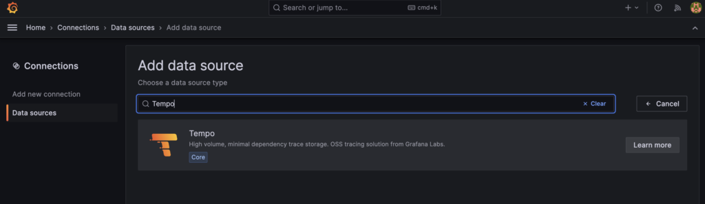 grafana Add data source