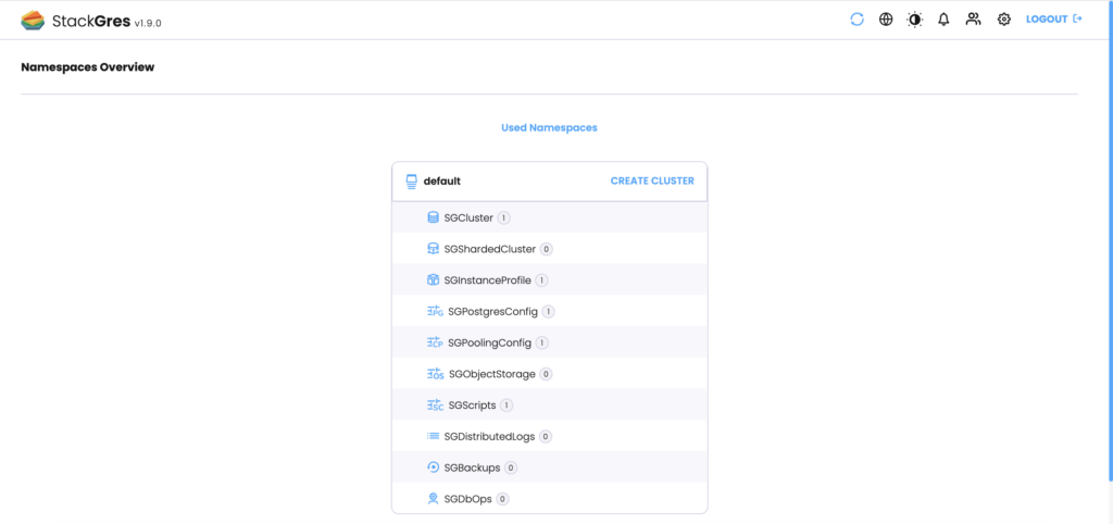 StackGres Web Console