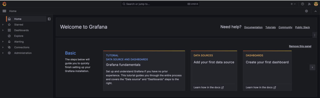 access Grafana web interface dashboard