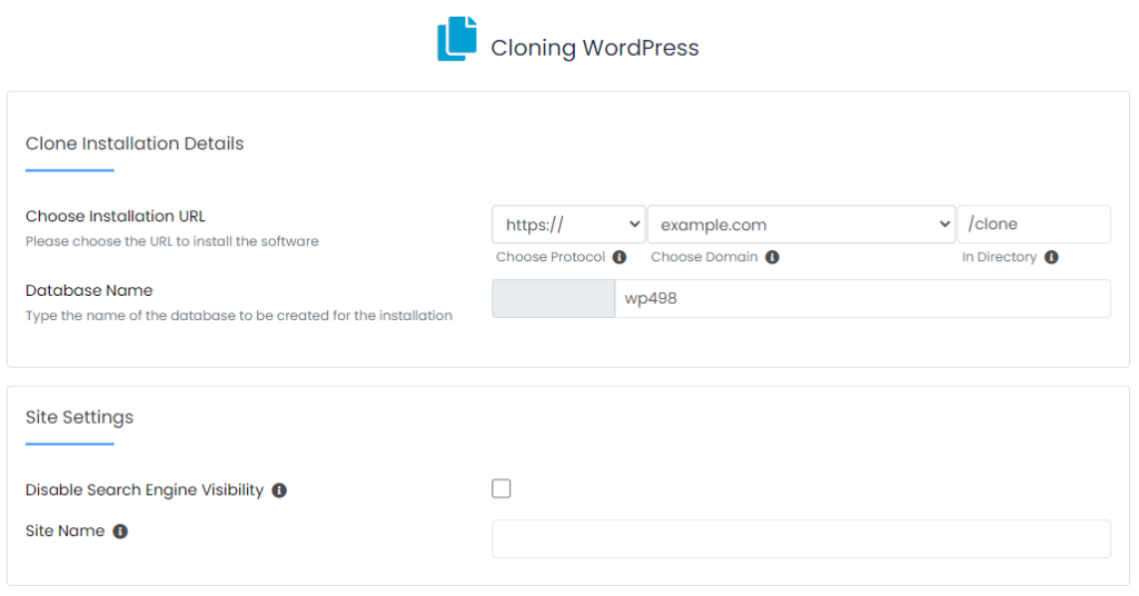 Configure Clone Settings