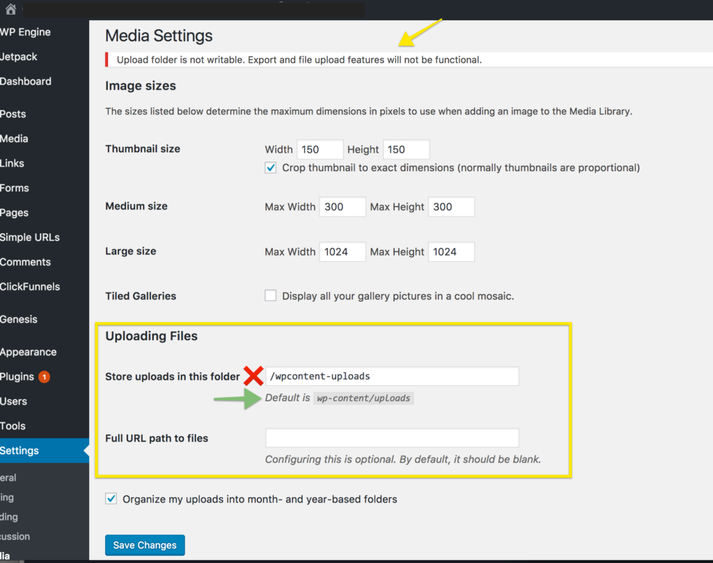 Fix Upload Folder is Not Writable