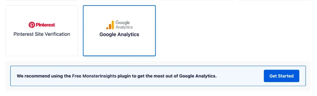 AIOSEO Google Analytics integration