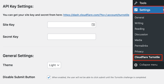 Cloudflare Turnstile plugin