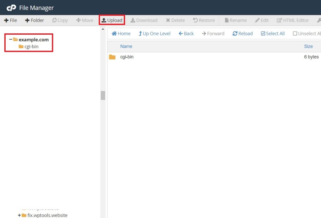 Upload website files to the new cPanel hosting account